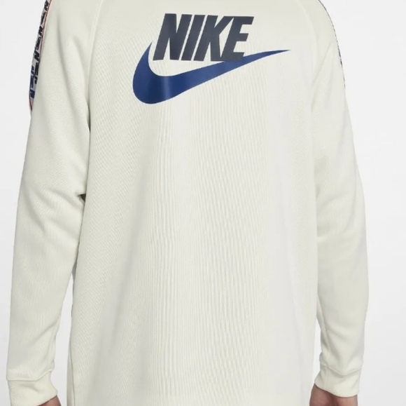 Nike Men's Tapered Track Jacket Full Zip White with Blue Letters Size Large - Picture 2 of 5